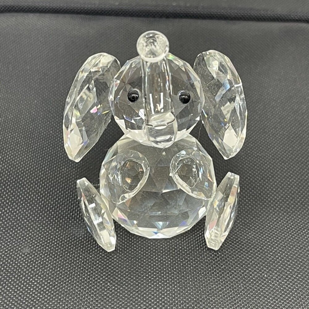 Cut Crystal Prism Seated Elephant Figurine Tchotchkes Trinket Decor Glass 3 1/2"